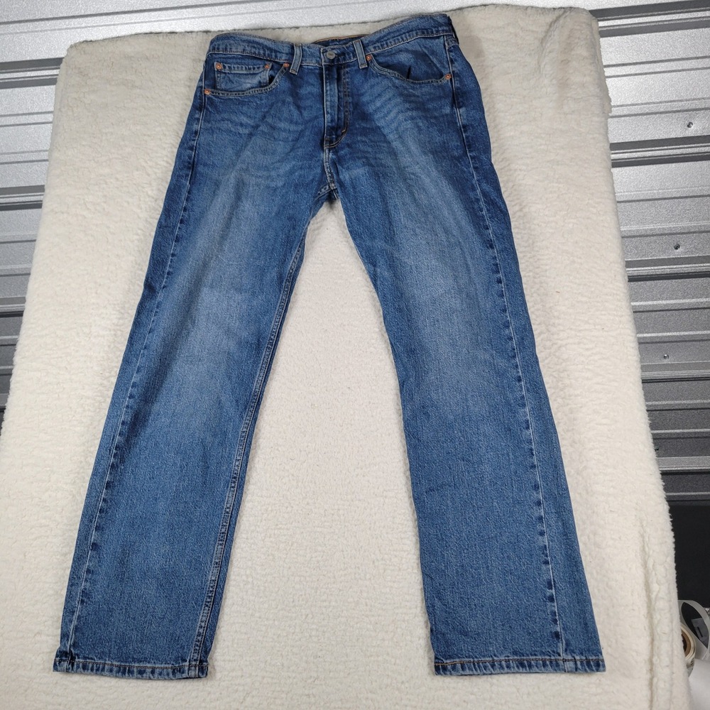 Levi's 505 Regular Fit Jeans Mens 34x30 Blue Medium Wash Straight Leg 00505-2959 - Picture 4 of 15